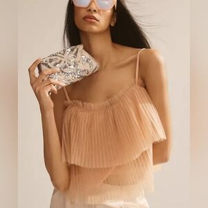 NWT By Anthropologie Pleated Tulle Tank